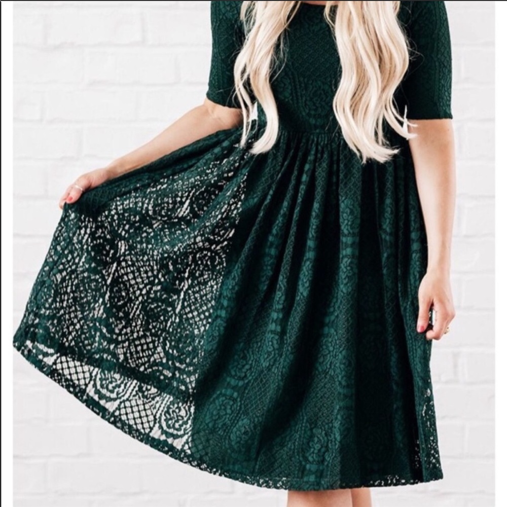 Mikarose Lace Green Dress Emery 3/4 sleeve